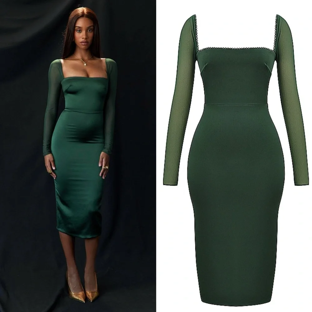 'Ellica' Emerald Green Midi Dress 'Ellica' Emerald Green Midi Dress